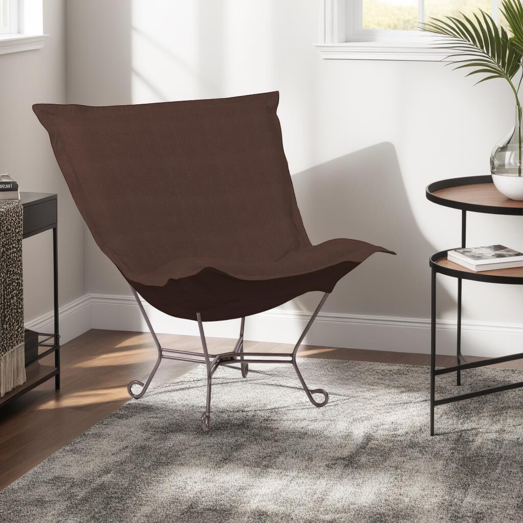 Puff Titanium Frame with Bella Chocolate Scroll Chair with Cover